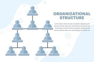 de concept van organisatorisch structuur in een bedrijf of bedrijf. infographic ontwerp sjabloon met uw tekst vol van karakter. vlak illustratie Aan achtergrond. vector