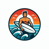 zomer surfing Aan de strand ontwerp vector