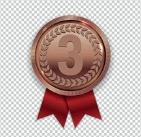 kampioen kunst bronzen medaille met rood lint pictogram teken eerste plaats geïsoleerd op transparante achtergrond. vector illustratie