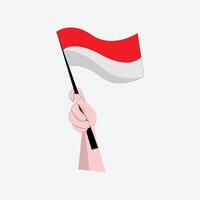 trots golvend Indonesisch vlag, illustratie van een hand- Holding de Indonesisch vlag vector