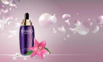 ontwerp cosmetica productsjabloon voor advertenties of tijdschriftachtergrond. 3D-realistische vectorillustratie vector