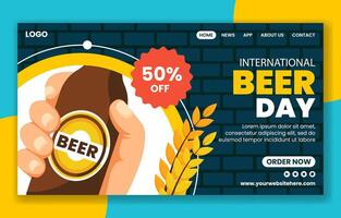 bier dag sociaal media landen bladzijde tekenfilm hand- getrokken Sjablonen achtergrond illustratie vector