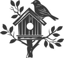 silhouet vogel huis zwart kleur enkel en alleen vector