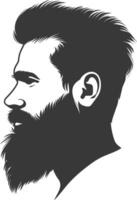 silhouet baard haar- snor Mens enkel en alleen zwart kleur enkel en alleen vector