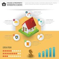 gebouw echt landgoed eigendom infographics reeks met huizen interieur illustratie vector