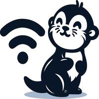 schattig zee Otter Wifi vector