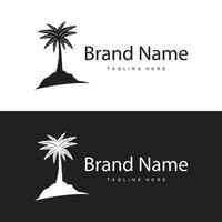 kokosnoot boom logo ontwerp sjabloon palm boom silhouet illustratie zomer strand zee fabriek vector