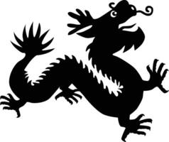 Chinese draak silhouet, Chinese dierenriem, horoscoop symbool Aan wit achtergrond. geïsoleerd zwart silhouet. vector