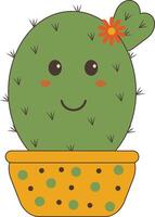 kawaii tekenfilm ingemaakt cactus Aan wit achtergrond. geïsoleerd illustratie vector