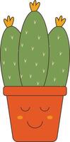 kawaii tekenfilm ingemaakt cactus Aan wit achtergrond. geïsoleerd illustratie vector