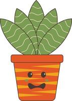 kawaii tekenfilm ingemaakt cactus Aan wit achtergrond. geïsoleerd illustratie vector