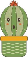 kawaii tekenfilm ingemaakt cactus Aan wit achtergrond. geïsoleerd illustratie vector