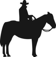 cowboy silhouet met paard en touw. illustratie ontwerp. vector