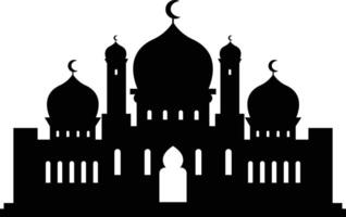 geïsoleerd zwart silhouet van moskee. eid mubarak. illustratie Aan wit achtergrond. vector