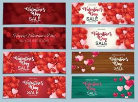 Valentijnsdag verkoop, kortingskaart collectie set. vector illustratie
