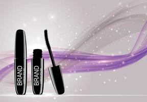 modeontwerp make-up cosmetica productsjabloon voor advertenties of tijdschriftachtergrond. mascara product serie reportv 3D-realistische vector iillustration