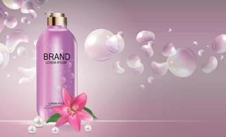 ontwerp cosmetica productsjabloon voor advertenties of tijdschriftachtergrond. 3D-realistische vectorillustratie vector