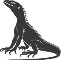 silhouet comodo draak reptiel dier zwart kleur enkel en alleen vol lichaam vector