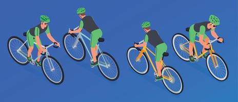 sport fietsen isometrische set vector