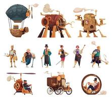 steampunk tekenfilmset vector