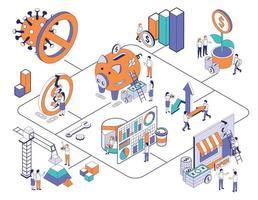 isometrische stroomdiagram voor bedrijfsherstel vector