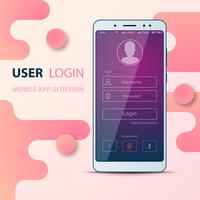 Gebruikersinterfaceontwerp. Smartphone pictogram. Inloggen en wachtwoord. vector