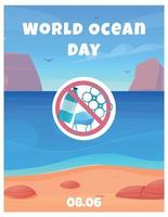 wereld oceaan dag kaart vector