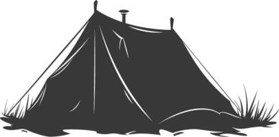 silhouet camping tent zwart kleur enkel en alleen vector