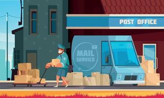 postkantoor buiten cartoon vector
