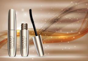 modeontwerp make-up cosmetica productsjabloon voor advertenties of tijdschriftachtergrond. mascara product serie reportv 3D-realistische vector iillustration