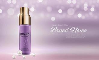 ontwerp cosmetica productsjabloon voor advertenties of tijdschriftachtergrond. 3D-realistische vectorillustratie vector