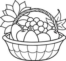 mand met fruit illustratie zwart en wit vector