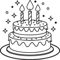 verjaardag taart met kaarsen illustratie geïsoleerd Aan wit achtergrond vector