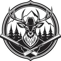 jacht- hert logo zwart en wit illustratie vector