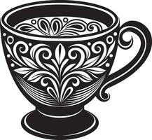 decoratief koffie kop zwart en wit illustratie vector
