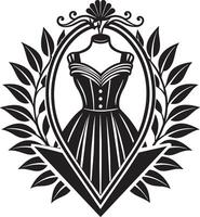 mode en jurk logo ontwerp zwart en wit illustratie vector