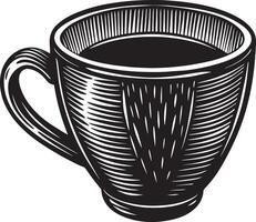 hand- getrokken koffie kop illustratie zwart en wit vector