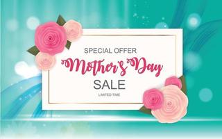 gelukkige moederdag schattige verkoop achtergrond met bloemen. vector illustratie