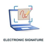 elektronisch handtekening icoon. 3d illustratie van FinTech verzameling. creatief elektronisch handtekening 3d icoon voor web ontwerp, Sjablonen, infographics en meer vector