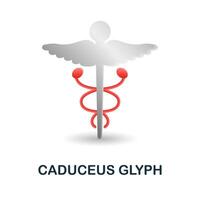 caduceus glyph icoon. 3d illustratie van geneeskunde verzameling. creatief caduceus glyph 3d icoon voor web ontwerp, Sjablonen, infographics en meer vector