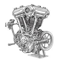 motorfiets motor hand- getrokken schetsen vervoer illustratie vector