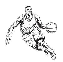 basketbal speler embleem schetsen hand- getrokken illustratie sport- vector