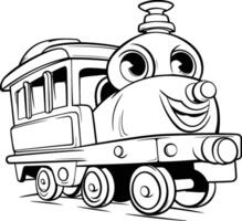 tekenfilm trein illustratie. kleur boek bladzijde voor kinderen. vector