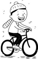 schattig tekenfilm jongen rijden een fiets van een jongen Aan een fiets. vector