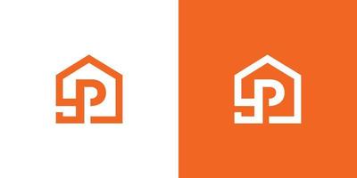 het initiële logo van de letter p in de vorm van een huis is geschikt voor onroerend goed en anderen vector