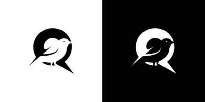 eenvoudig en aantrekkelijk letter q eerste vogellogo-ontwerp vector