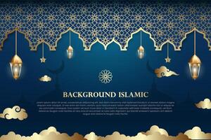 Islamitisch achtergrond spandoek. donker blauw kleur, ontwerp elementen vector