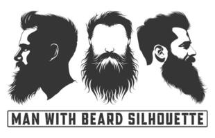 gebaard mannen gezicht hipsters met verschillend kapsels, mannen met baard silhouet bundels, snorren, baarden, silhouetten, avatars, hoofden. vector