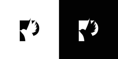 eenvoudig en aantrekkelijk letter p eerste vogel logo-ontwerp vector