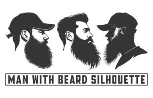 gebaard mannen gezicht hipsters met verschillend kapsels, mannen met baard silhouet bundels, snorren, baarden, silhouetten, avatars, hoofden. vector